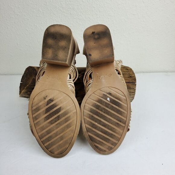 Qupid faux leather boho nude block heel sandals - Picture 5 of 8